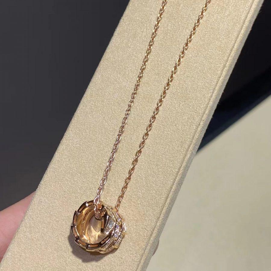 [BIJOUX]SERPENTI PINK GOLD NECKLACE DOUBLE RING DIAMOND