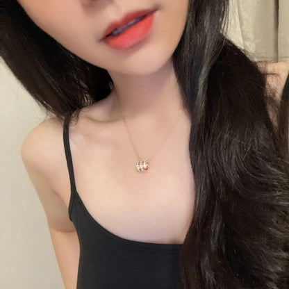 [BIJOUX]SERPENTI PINK GOLD NECKLACE DOUBLE RING DIAMOND