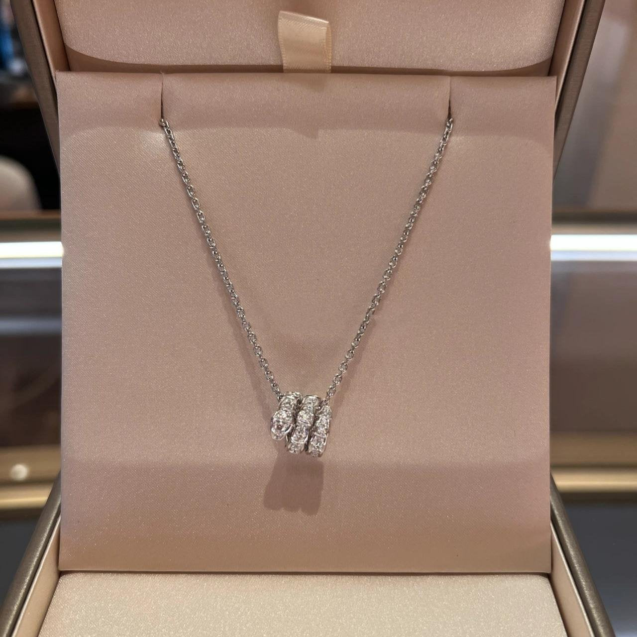 [BIJOUX]SERPENTI SILVER NECKLACE DOUBLE RING DIAMOND