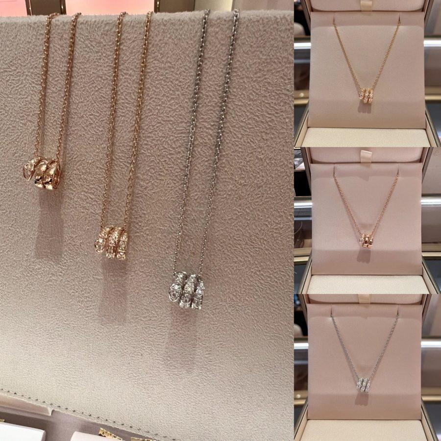[BIJOUX]SERPENTI SILVER NECKLACE DOUBLE RING DIAMOND