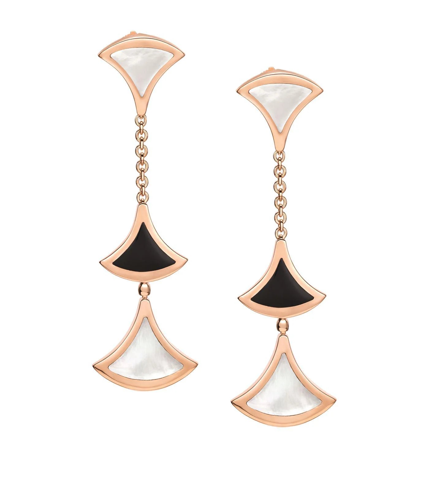 [BIJOUX]DREAM EARRINGS 3 MOTIFS ONYX MOP PINK GOLD