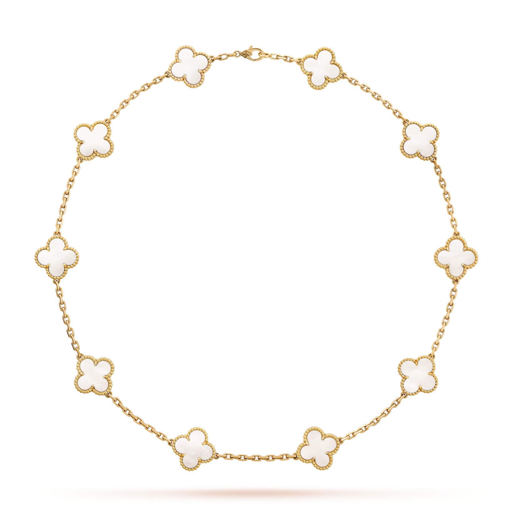 [BIJOUX] COLLIER NACRE BLANCHE 10 MOTIFS TRÈFLE
