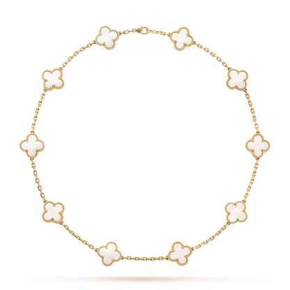 [BIJOUX]CLOVER 10 MOTIFS WHITE MOTHER OF PEARL NECKLACE