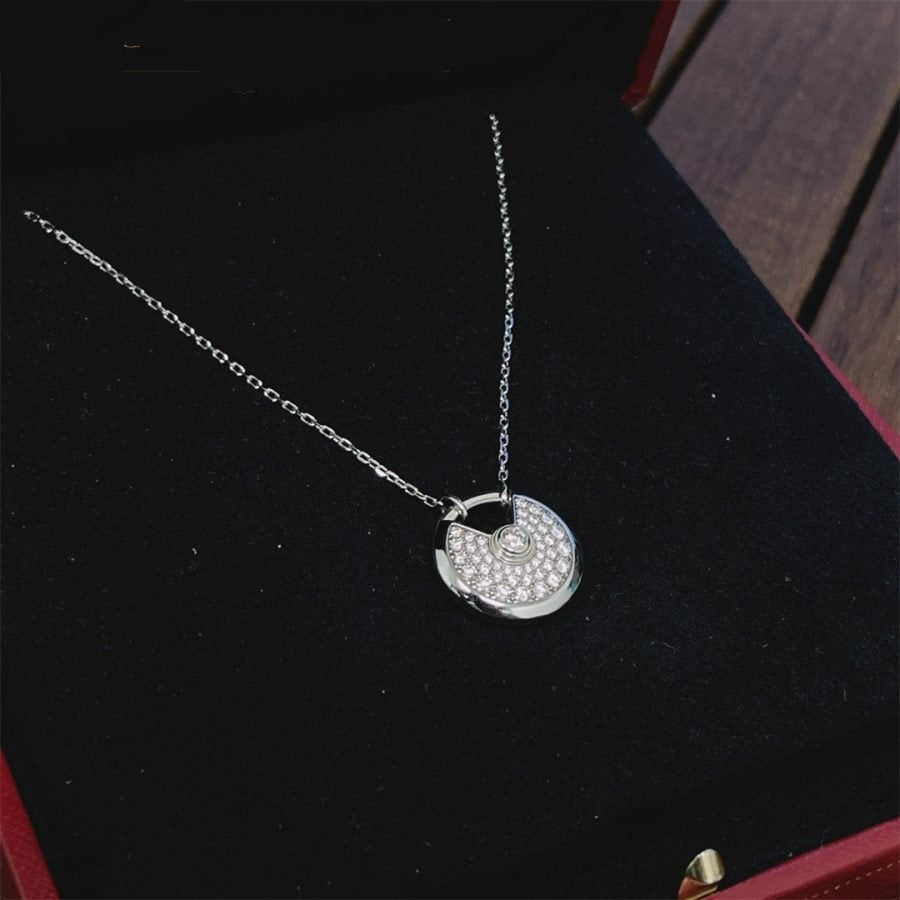 [BIJOUX]AMULETTE SILVER FULL DIAMOND NECKLACE