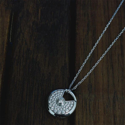 [BIJOUX]AMULETTE SILVER FULL DIAMOND NECKLACE