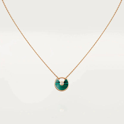 [BIJOUX]AMULETTE ROSE GOLD MALACHITE NECKLACE