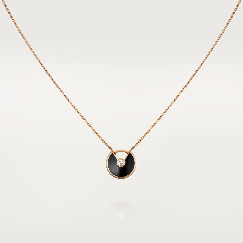[BIJOUX]AMULETTE ROSE GOLD ONYX NECKLACE