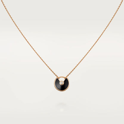 [BIJOUX]AMULETTE ROSE GOLD ONYX NECKLACE
