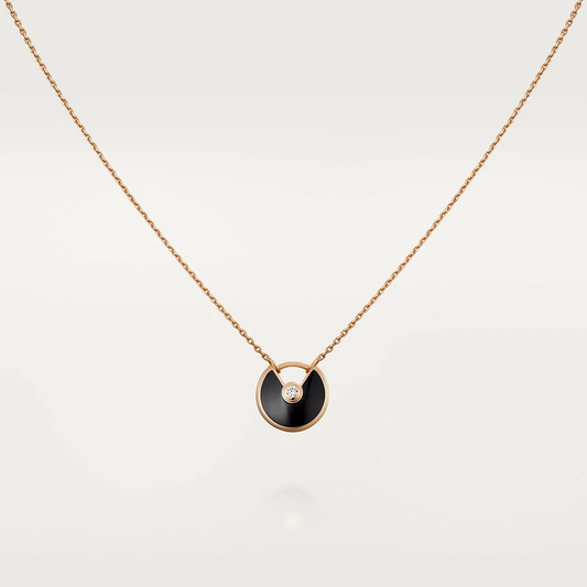 [BIJOUX]AMULETTE ROSE GOLD ONYX NECKLACE