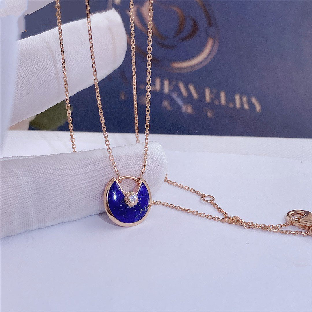 [BIJOUX]COLLIER AMULETTE AGATE OR ROSE