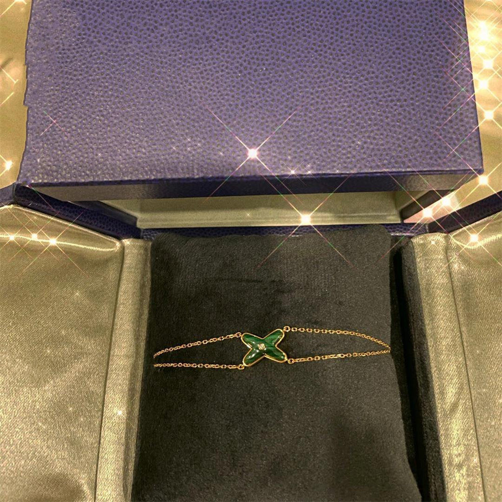 [BIJOUX]JEUX BRACELET MALACHITE PINK GOLD 1 DIAMOND
