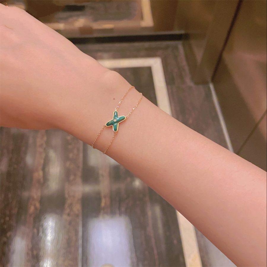 [BIJOUX]JEUX BRACELET MALACHITE PINK GOLD 1 DIAMOND