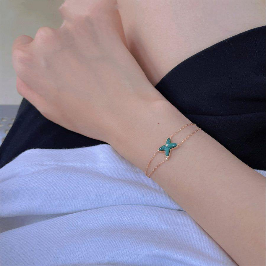 [BIJOUX]JEUX BRACELET MALACHITE PINK GOLD 1 DIAMOND
