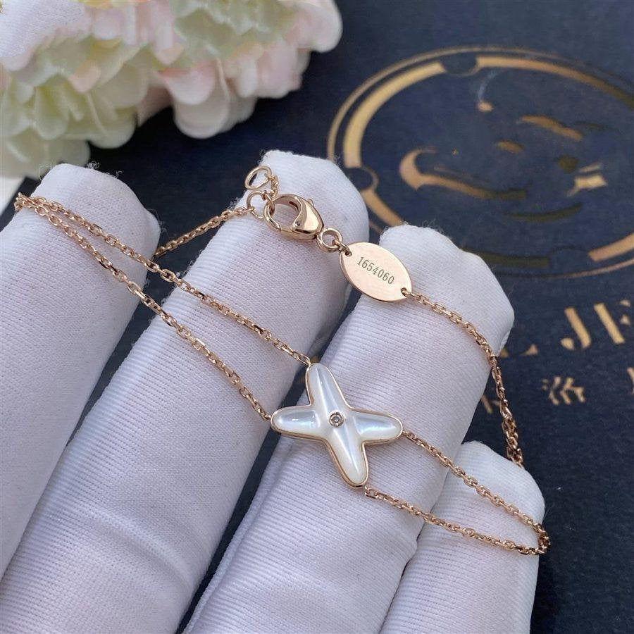 [BIJOUX]JEUX ブレスレット ホワイトモップ ピンクゴールド ダイヤモンド1個