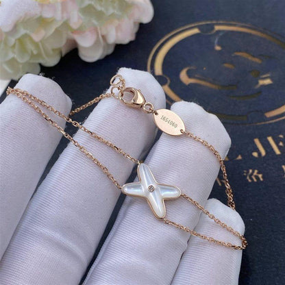 [BIJOUX]JEUX ブレスレット ホワイトモップ ピンクゴールド ダイヤモンド1個