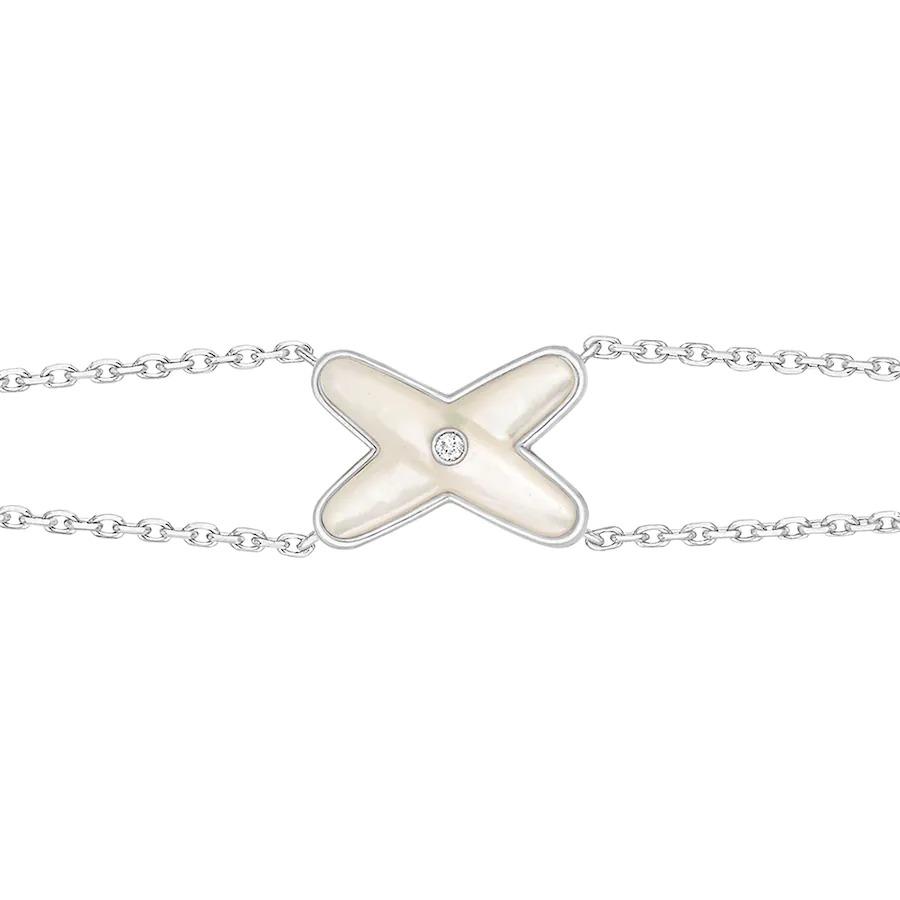 [BIJOUX]JEUX BRACELET NACRE BLANC ARGENT 1 DIAMANT