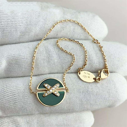 [BIJOUX]JEUX DE ブレスレット マラカイト ピンクゴールド ダイヤモンド