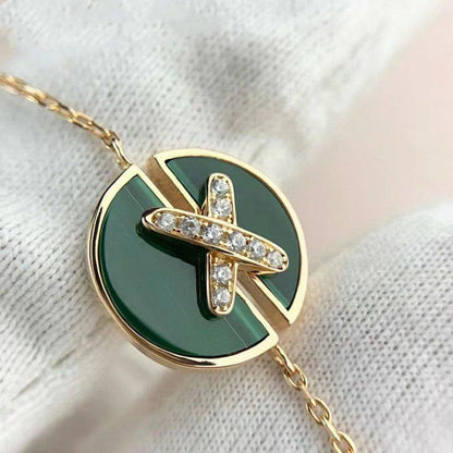 [BIJOUX]JEUX DE ブレスレット マラカイト ピンクゴールド ダイヤモンド