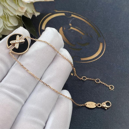 [BIJOUX]JEUX DE ブレスレット オニキス ピンクゴールド ダイヤモンド