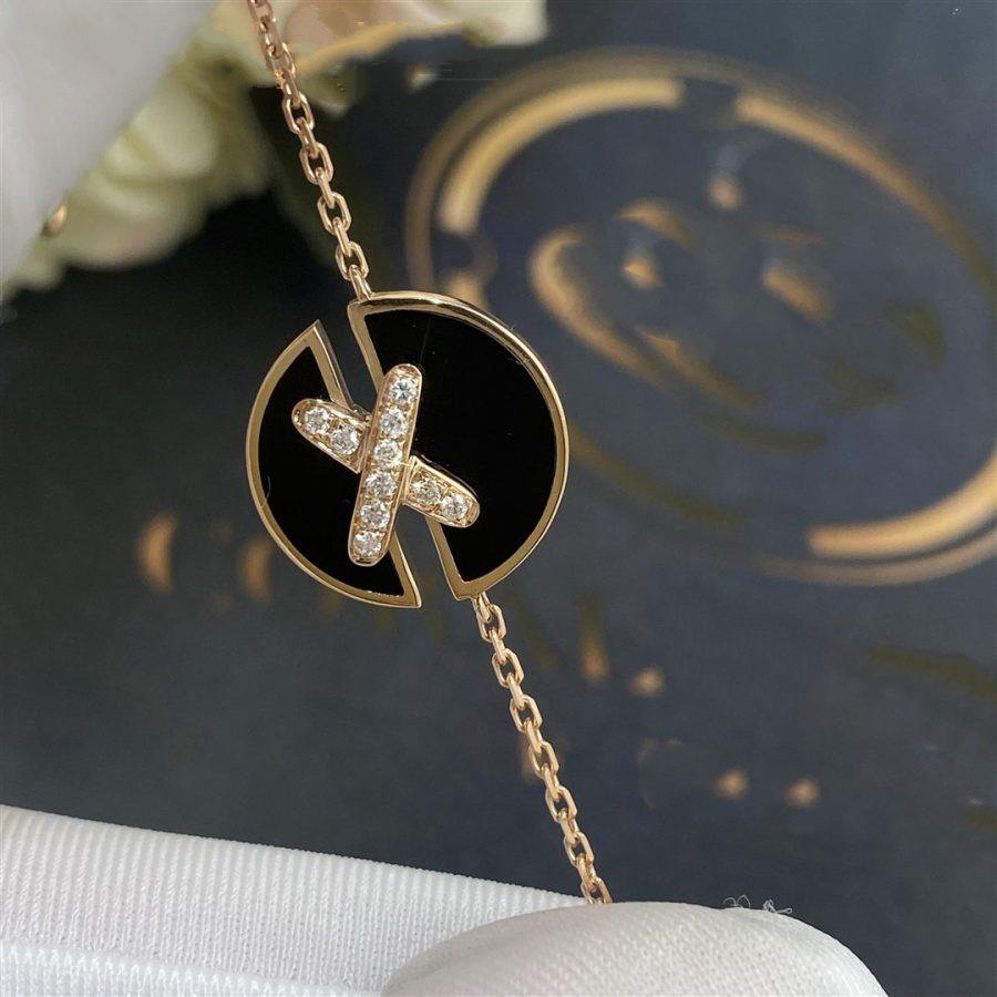 [BIJOUX]JEUX DE ブレスレット オニキス ピンクゴールド ダイヤモンド