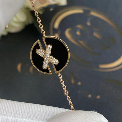 [BIJOUX]JEUX DE ブレスレット オニキス ピンクゴールド ダイヤモンド