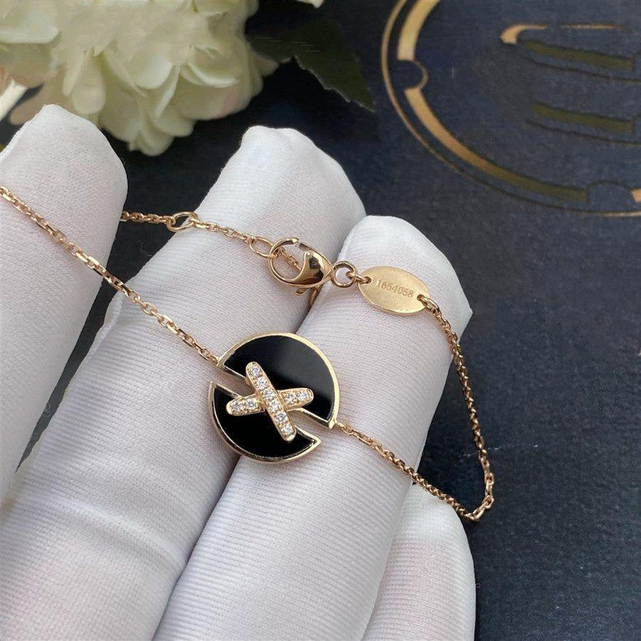 [BIJOUX]JEUX DE ブレスレット オニキス ピンクゴールド ダイヤモンド