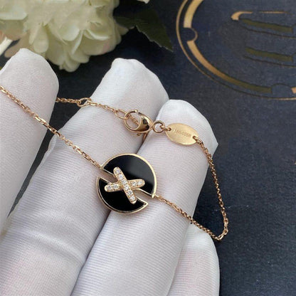 [BIJOUX]JEUX DE ブレスレット オニキス ピンクゴールド ダイヤモンド