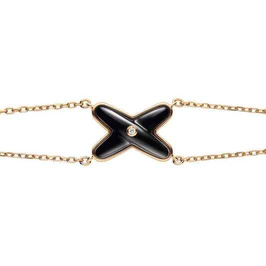 [BIJOUX]JEUX BRACELET ONYX PINK GOLD 1 DIAMOND