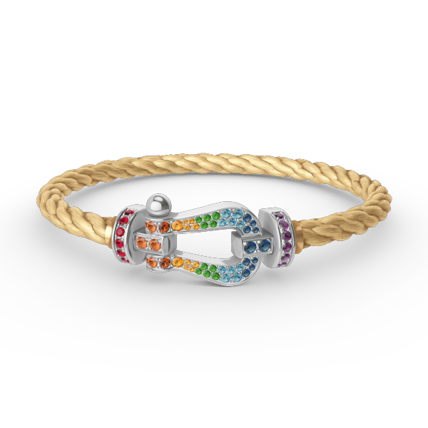 [BIJOUX]BRACELET FORC GRAND FER A CHEVAL DIAMANT COULEUR ARGENT