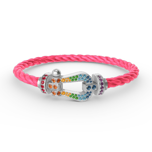 [BIJOUX]BRACELET FORC GRAND FER A CHEVAL DIAMANT COULEUR ARGENT