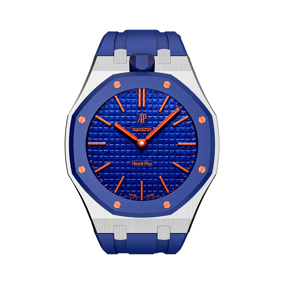 Oak Pop Dark Blue Steel Silicone Strap