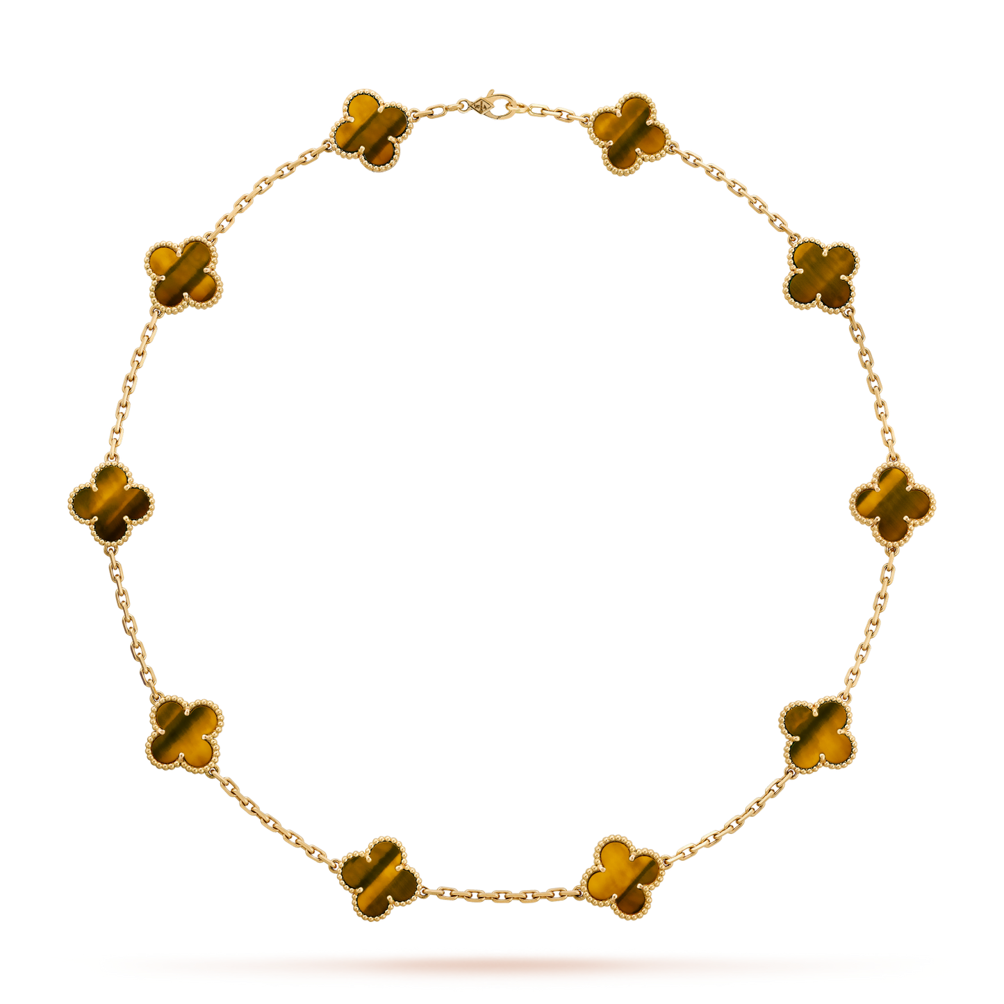 [BIJOUX]CLOVER 10 MOTIFS TIGER EYE NECKLACE