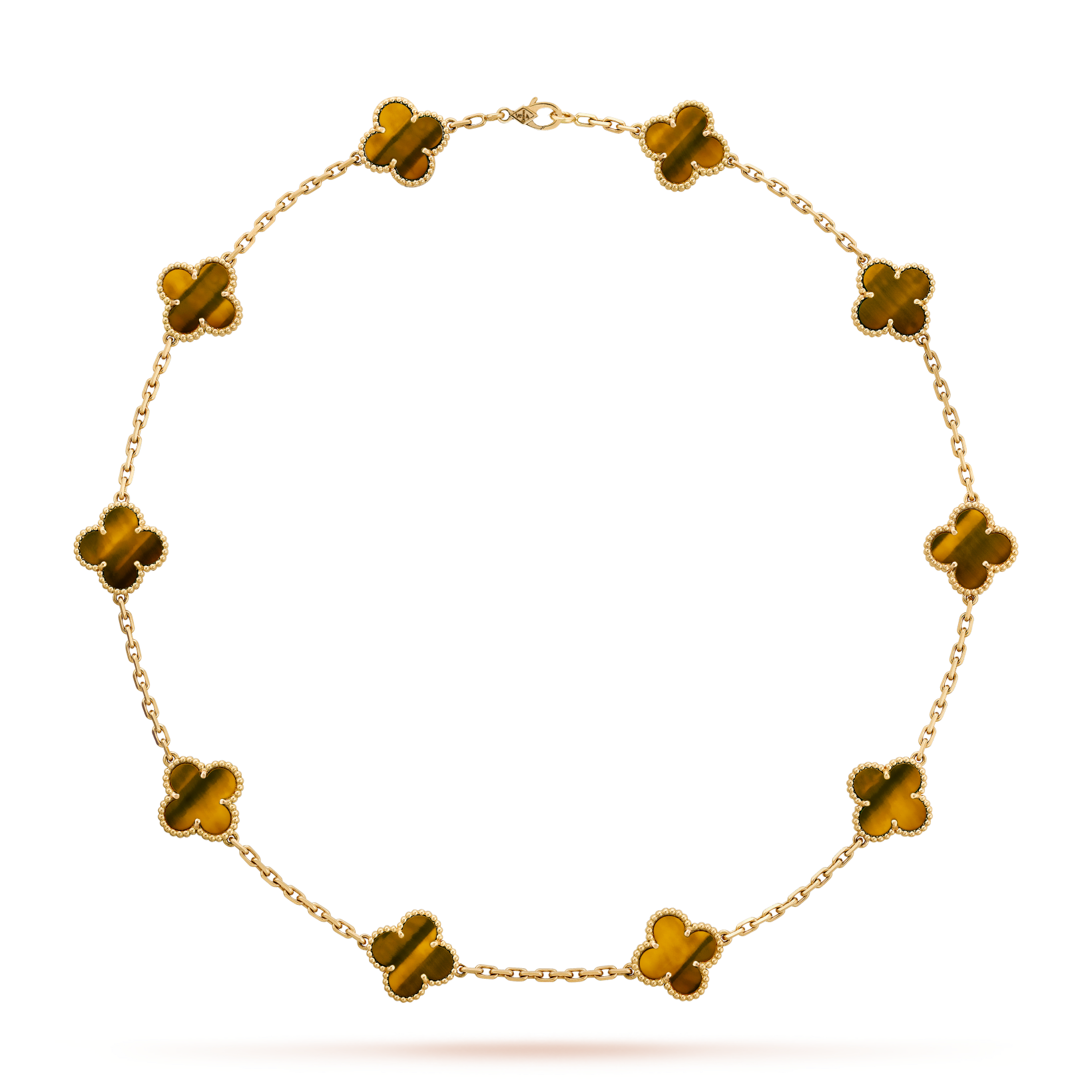 [BIJOUX] COLLIER TRÈFLE 10 MOTIFS ŒIL DE TIGRE