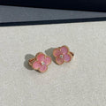 [BIJOUX]CLOUS D'OREILLE TRÈFLE MOYEN 1 DIAMANT ROSE