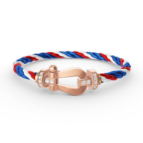 [BIJOUX]BRACELET FORCE LARGE FER À CHEVAL DEMI DIAMANT OR ROSE
