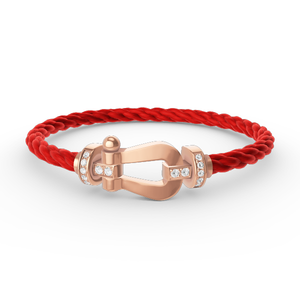 [BIJOUX]BRACELET FORCE LARGE FER À CHEVAL DEMI DIAMANT OR ROSE