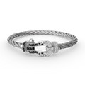 [BIJOUX]BRACELET FORCE LARGE FER A CHEVAL NOIR BLANC DIAMANT ARGENT