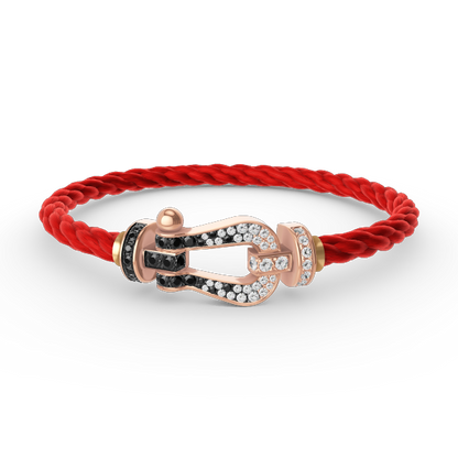 [BIJOUX]FORCE ラージホースシュー ブラック ホワイト ダイヤモンド ブレスレット ローズゴールド