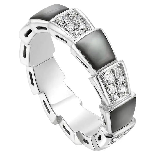 [BIJOUX]SERPENTI RING SILVER DIAMOND BLACK MOP 4MM