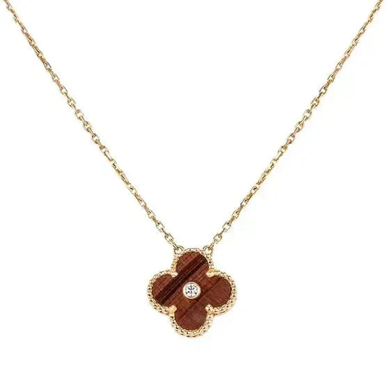 [Topon]CLOVER 15MM DIAMOND AND YELLOW TIGER'S EYE AGATE necklace