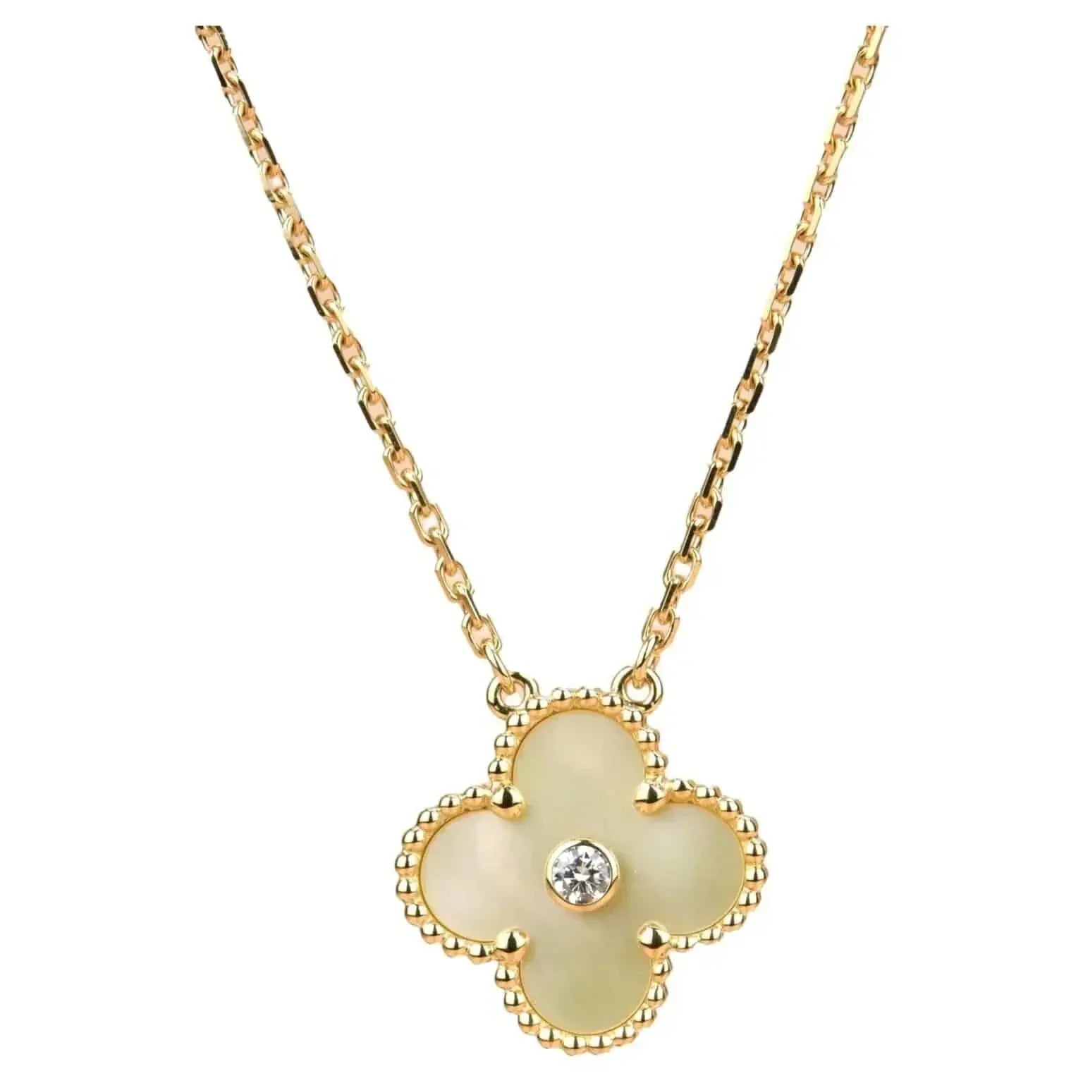 [Topon]CLOVER 15MM DIAMOND GOLD MOTHER OF PEARL NECKLACE