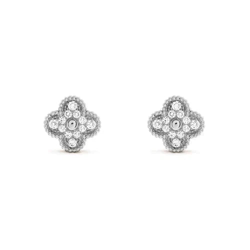 [Topon]CLOVER 1 MOTIFS DIAMOND STUD EARRINGS SILVER
