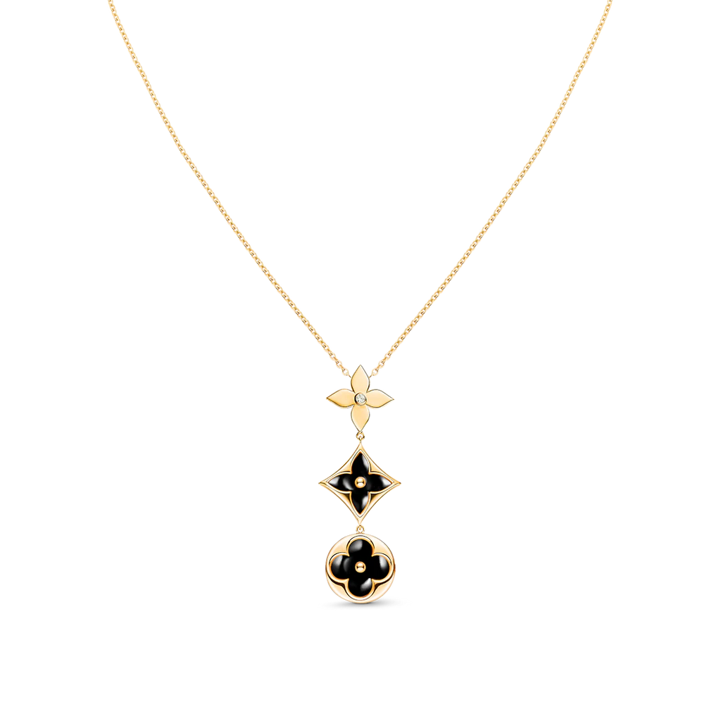 [BIJOUX]STAR AND SUN ONYX PINK GOLD NECKLACE
