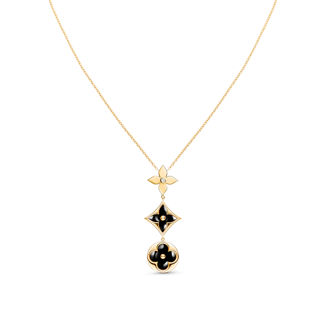 [BIJOUX]STAR AND SUN ONYX PINK GOLD NECKLACE