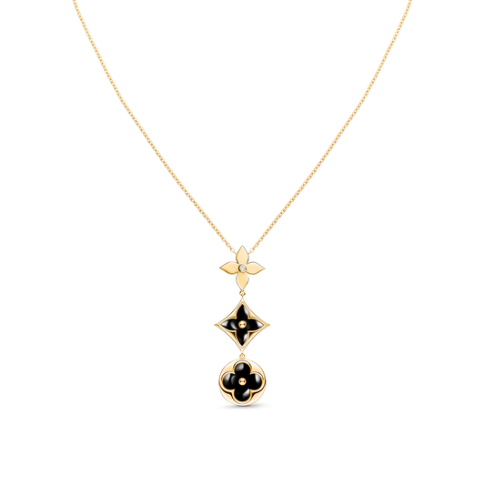 [BIJOUX]STAR AND SUN ONYX PINK GOLD NECKLACE