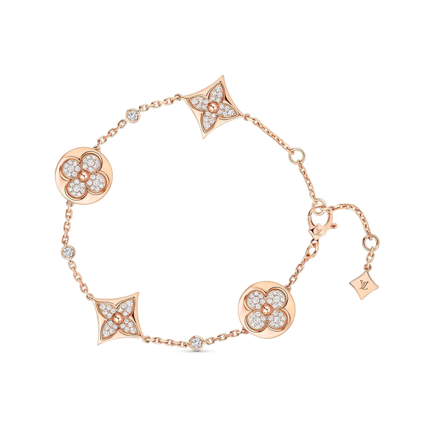 [BIJOUX]BRACELET ETOILE ET SOLEIL 4 MOTIFS OR DIAMANTS