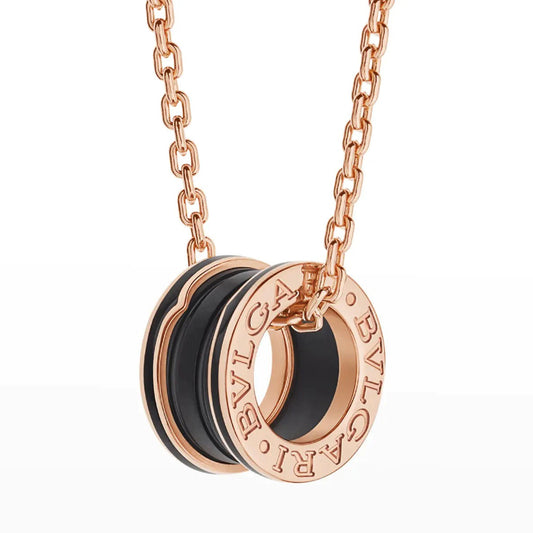 [BIJOUX]ZERO 1 BLACK CERAMIC PINK GOLD NECKLACE