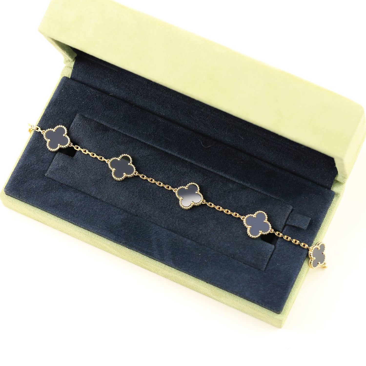 [BIJOUX]CLOVER  5 MOTIFS BLACK ONYX BRACELET