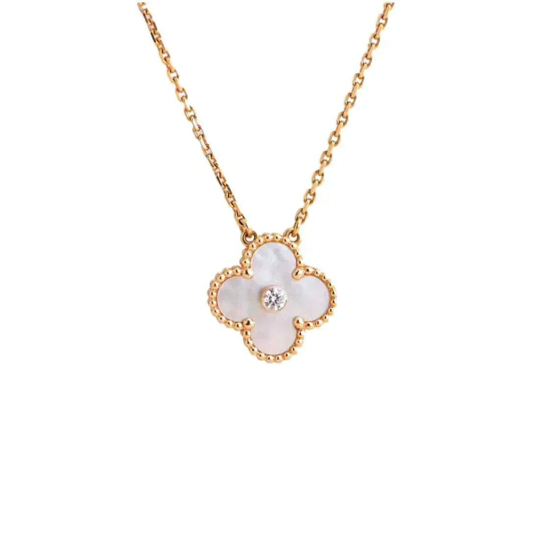 [Topon]CLOVER 15MM DIAMOND WHITE FRITILLARIA NECKLACE