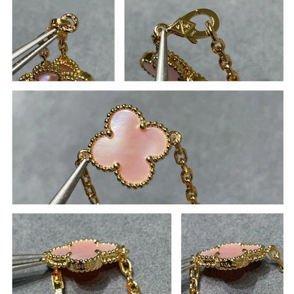 [BIJOUX]CLOVER 10 MOTIFS PINK MOP NECKLACE